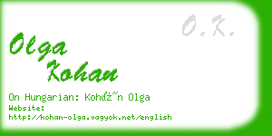 olga kohan business card